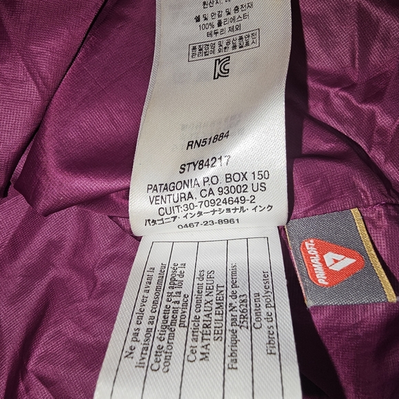 Patagonia Womens Medium Purple Primaloft Jacket Full Zip Quilted FLAWS - Picture 14 of 15